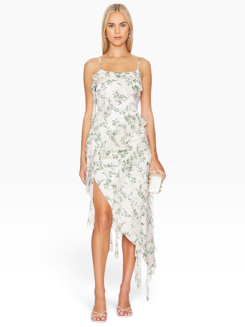 Misa Ilysa Florance Midi Dress White Sage Botanica Floral Feminine New NWT M